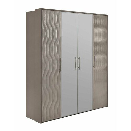 Шкаф Гравита 4-дверный серый камень глянец, Эра мебель