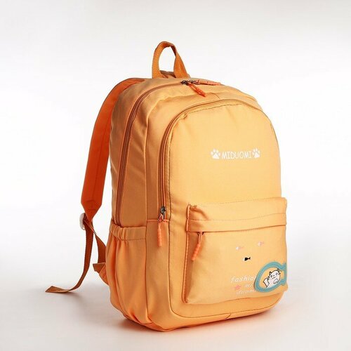 Рюкзак школьный из текстиля 2 отдела на молнии, 3 кармана, цвет оранжевый рюкзак школьный из текстиля на молнии 2 отдела 3 кармана цвет зелёный