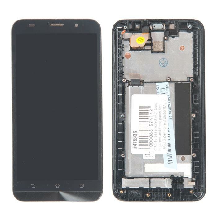 Дисплей в сборе с тачскрином и передней панелью для Asus ZenFone 2 (ZE551ML) чёрный (5.5