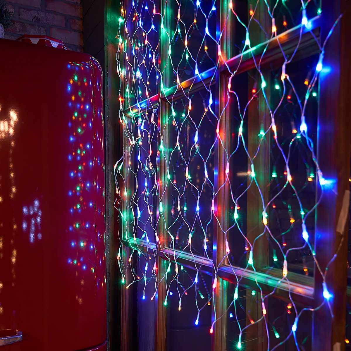 Электрогирлянда интерьерная светодиодная 1,5х1,5 метра / Гирлянда сетка штора занавес новогодняя