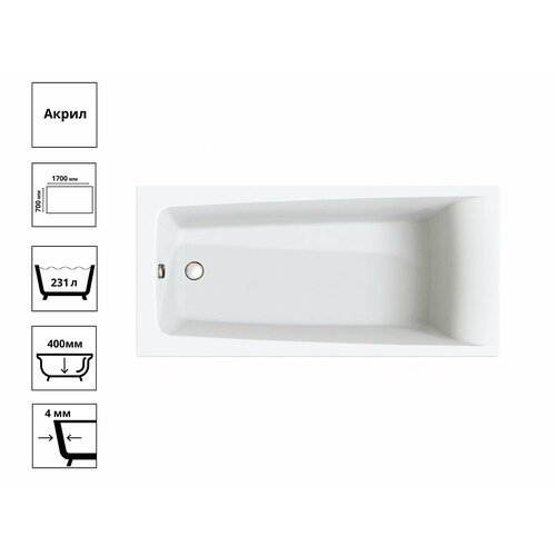Ванна акриловая 170*70 Алушта MIRSANT 