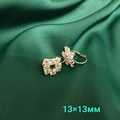 Серьги одиночные Fashion jewelry, стекло, искусственный камень, размер/диаметр 13 мм, серебряный серьги искусственный камень размер диаметр 13 мм серебряный серый
