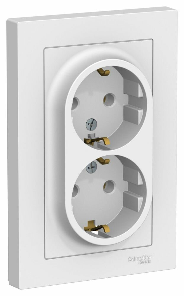 Розетка двойная с заземлением 16А Systeme Electric (Schneider Electric) Atlas Design, лотос - фото №1