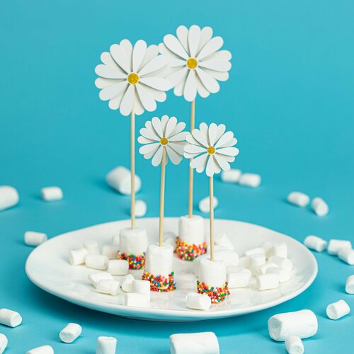 Шпажки декоративные Ромашки бумага 4 штуки 288₽