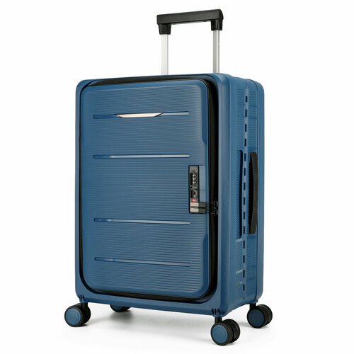 Чемодан , 41 л, размер S+, синий чемодан 41 л размер s серый