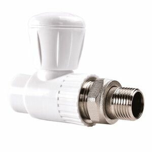 фото Кран шаровый полипропиленовый РВК 25 мм х 3/4 НР(ш) для радиатора прямой (020307)