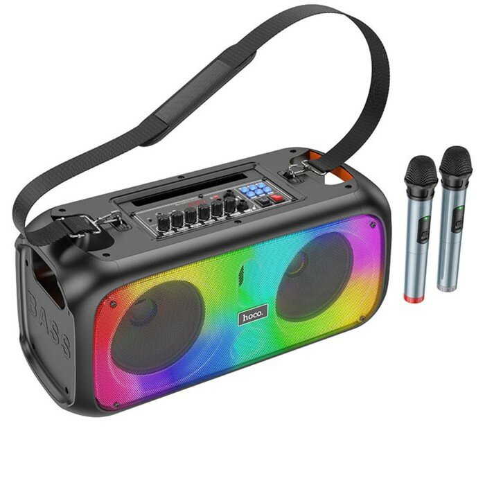 Портативная караоке система Hoco BS54, 30 Вт, ВТ 5.1, 2 микрофона, RGB-подсветка, чёрная