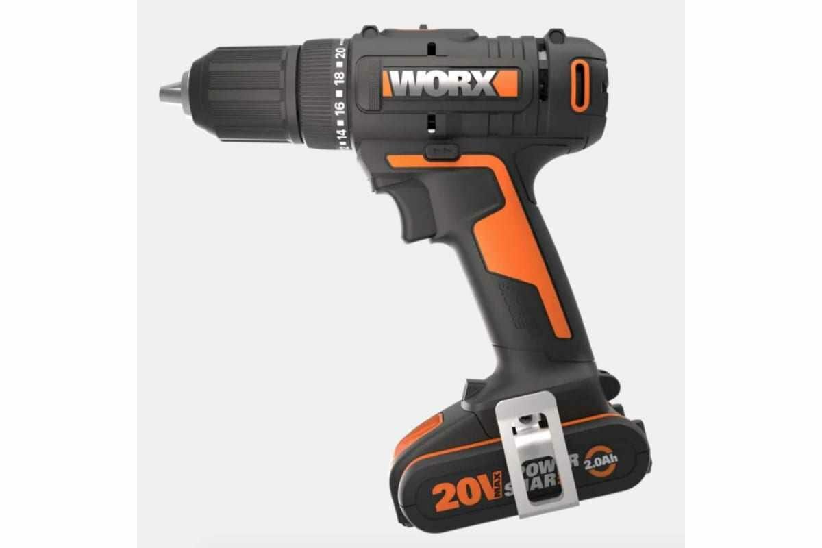 Аккумуляторная дрель-шуруповерт WORX 50Нм, 20В, 2Ач x2, ЗУ 2А, кейс WX108