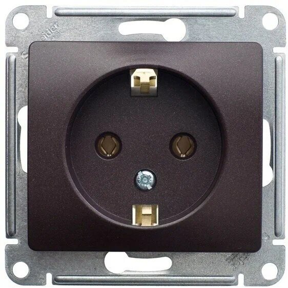 Glossa GSL000845 Розетка с заземляющим контактом и шторками (16 А, под рамку, скрытая установка, шоколад) Schneider Electric - фото №6