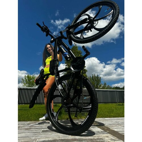 Велосипед Richiesto 26 колёса Рама 19 дюймов модель 2024 Взрослый Подростковый Спортивный На литых дисках черный 27700₽