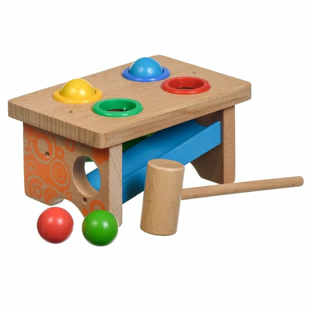 Развивающая игрушка стучалка горка-шарики Мир деревянных игрушек