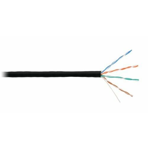 Кабель витая пара U/UTP 5e кат. 4 пары NIKOLAN NKL 4100C-BK 24 AWG, внутренний/внешний, LSZH, 305м