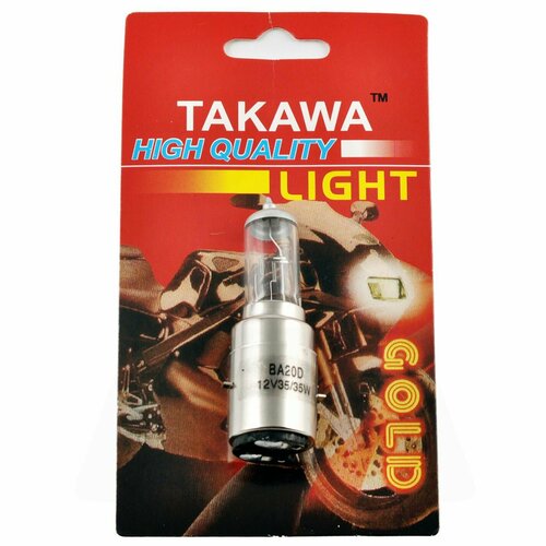 Лампа BA20D 2 уса 12V 35W35W белая высокая блистер TAKAWA 522₽