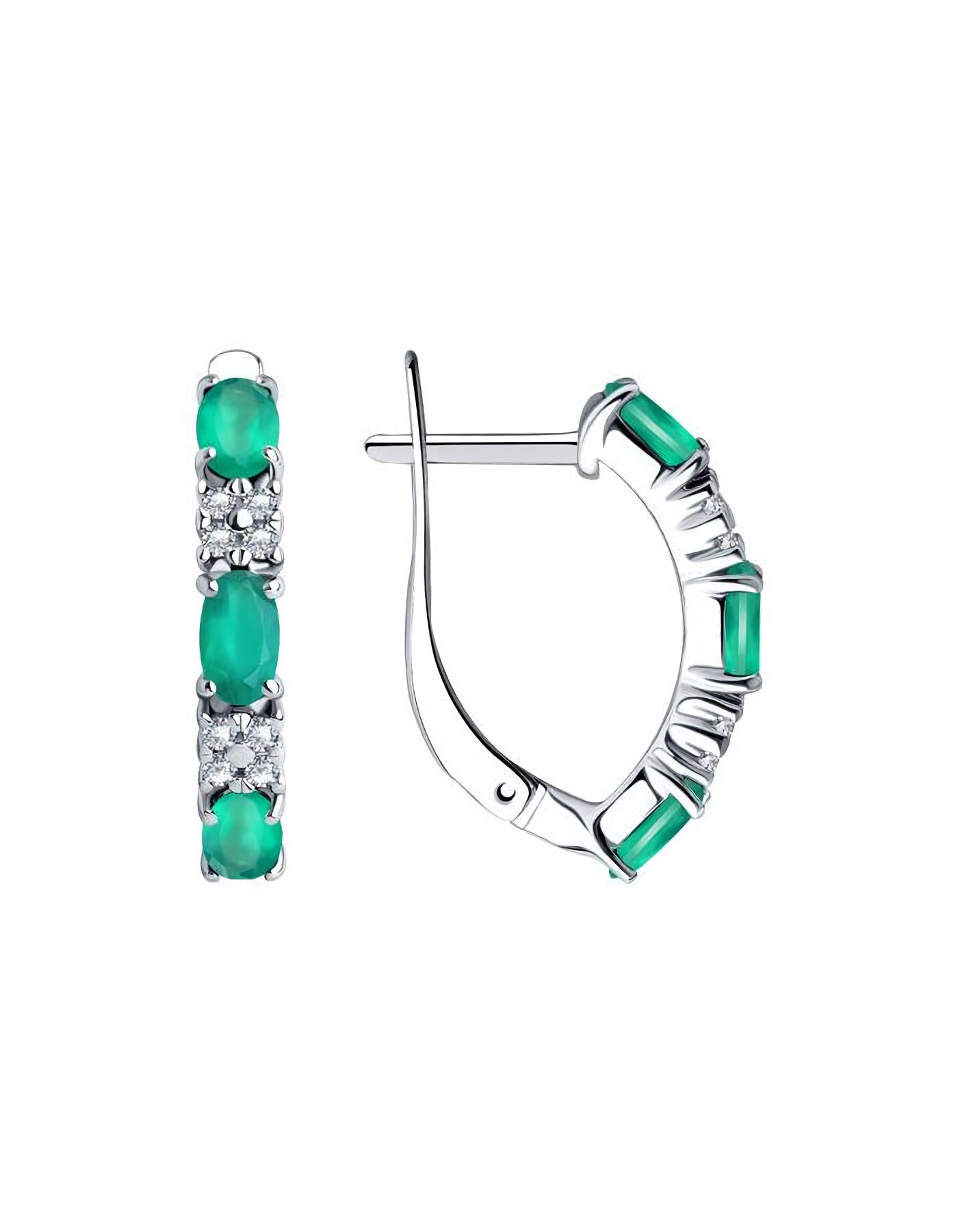 Серьги The Jeweller, серебро, 925 проба, родирование, агат, , зеленый