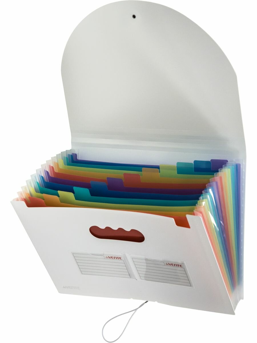 Папка-органайзер канцелярская для документов, бумаг, файлов А4 с 13-ю отделениями с цветными разделителями, с клапаном на резинке