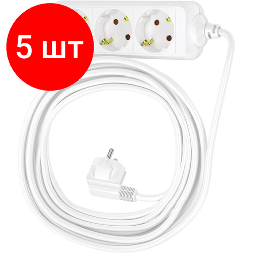 Комплект 5 штук Удлинитель сетевой фотон 16-103Е 10м 3 розетки 16А с заземл Белый 12687₽