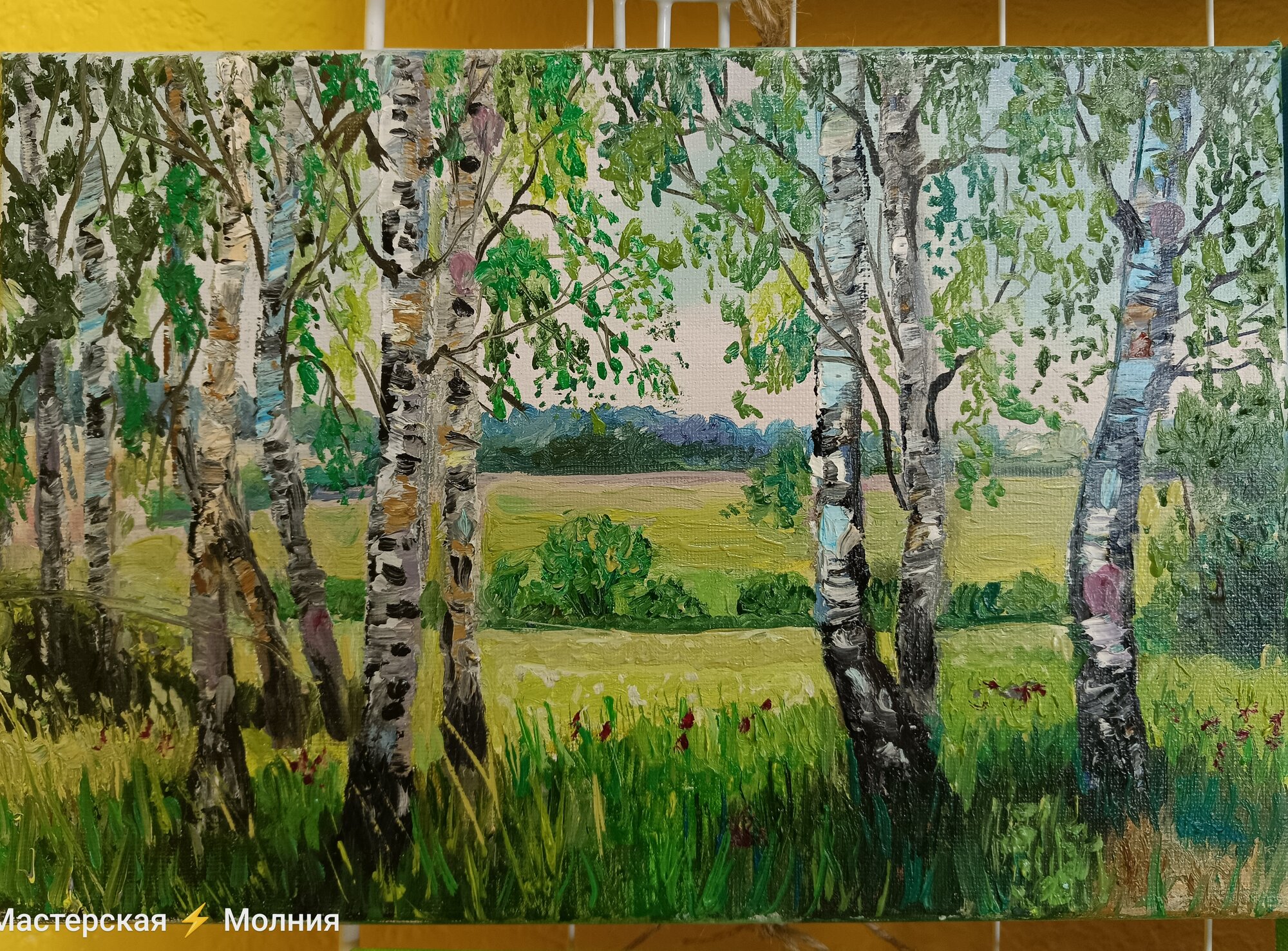 фото Картина "Русские березки" 30*20, холст на подрамнике, масло, живопись