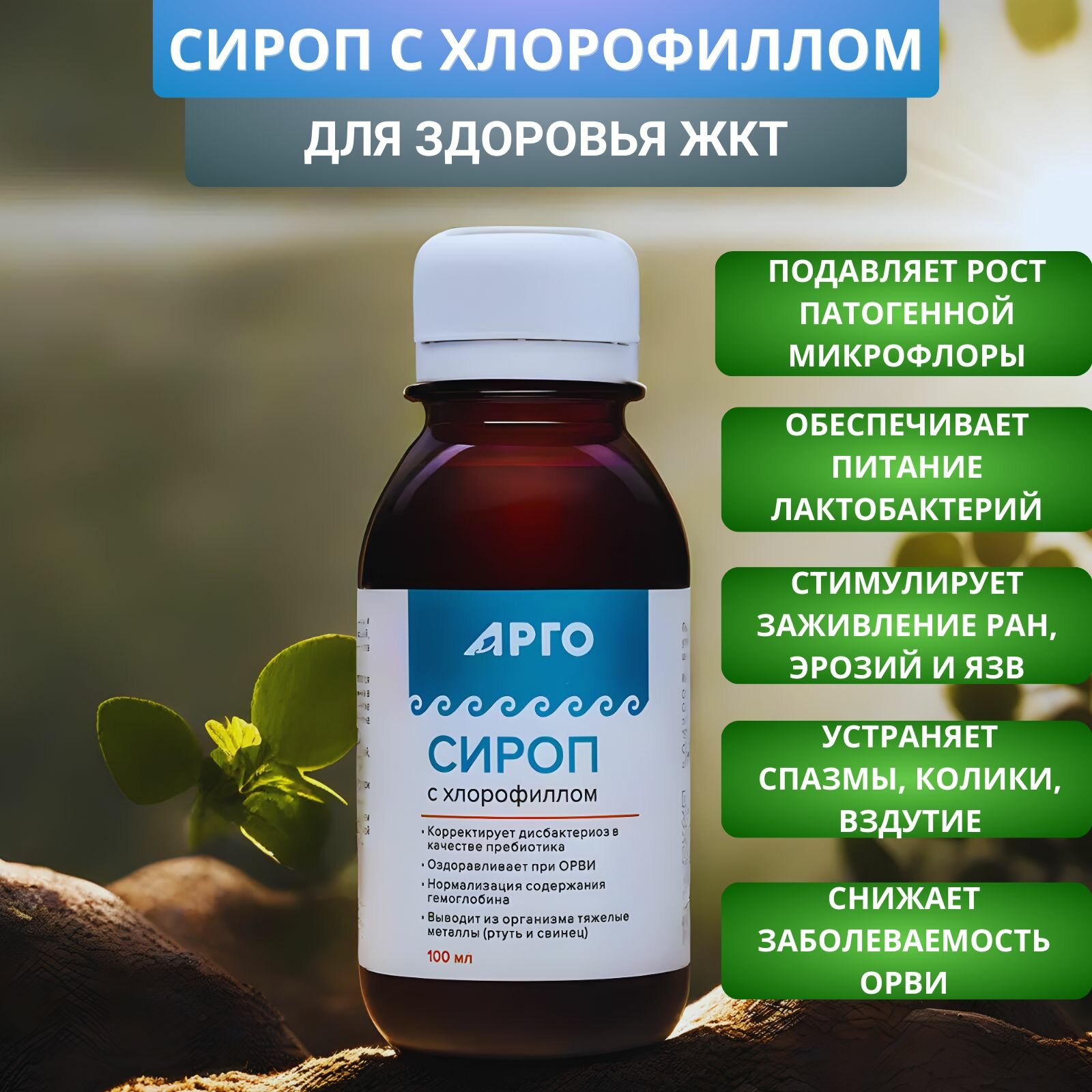 Сироп с хлорофиллом Фитолон от дисбактериоза 100 мл