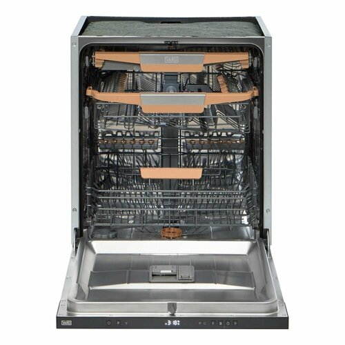 Посудомоечная машина встраиваемая VARD VDI651C 60 см автооткрывание дверцы LED-подсветка камеры инверторный мотор 3 корзины 7 программ луч на полу отсрочка старта 24 часа защита от протечек антибактериальный фильтр половинная загрузка 4649000₽