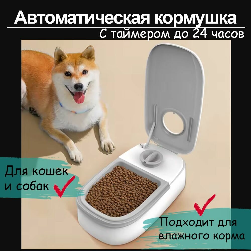 фото Автоматическая кормушка для кошек и собак с таймером / Автокормушка для сухого и влажного корма одинарная JUEL