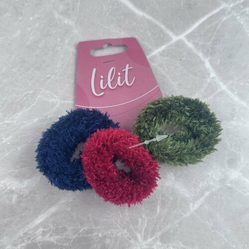 Набор махровых резинок для волос темные 3шт 212₽