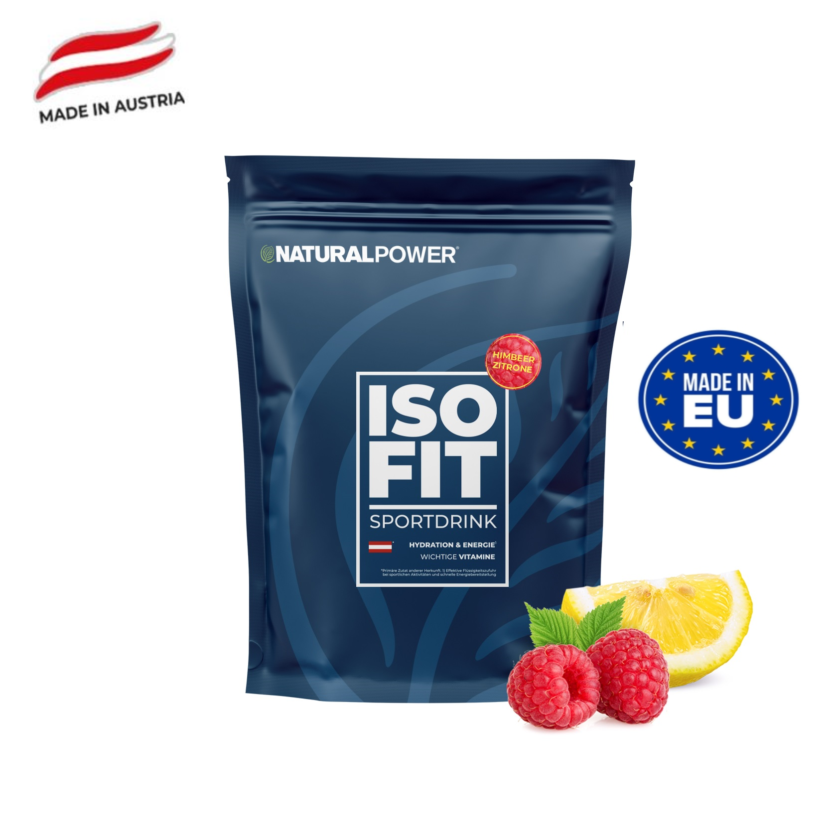 Изотоник Natural Power ISO FIT 1500 гр Малина-Лимон, Австрия