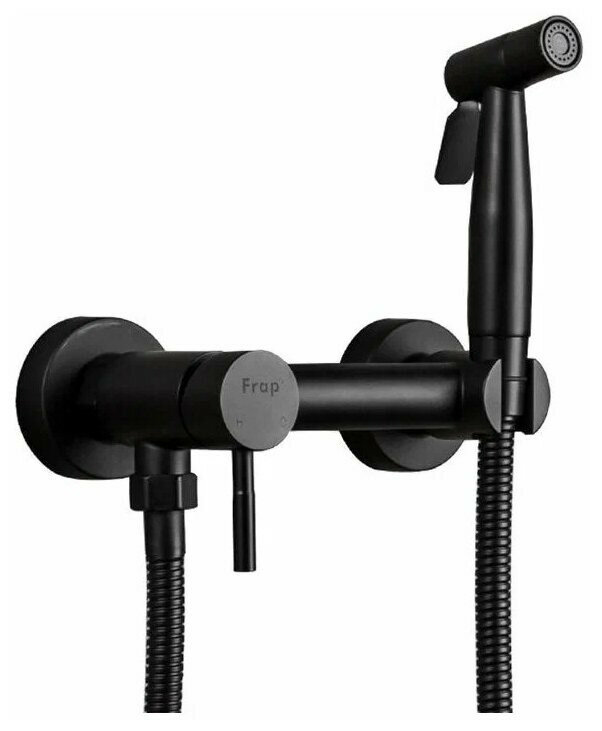 FRAP F7503-6, Смеситель с гигиеническим душем нержавеющая сталь, черный