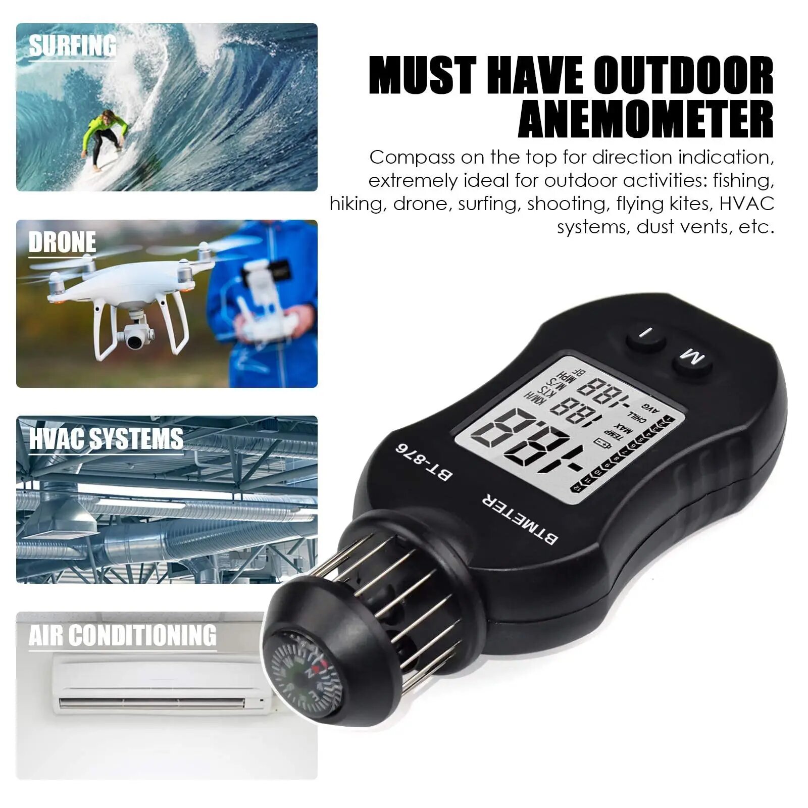 Анемометры И Балометры Ручной анемометр BTMETER BT-876