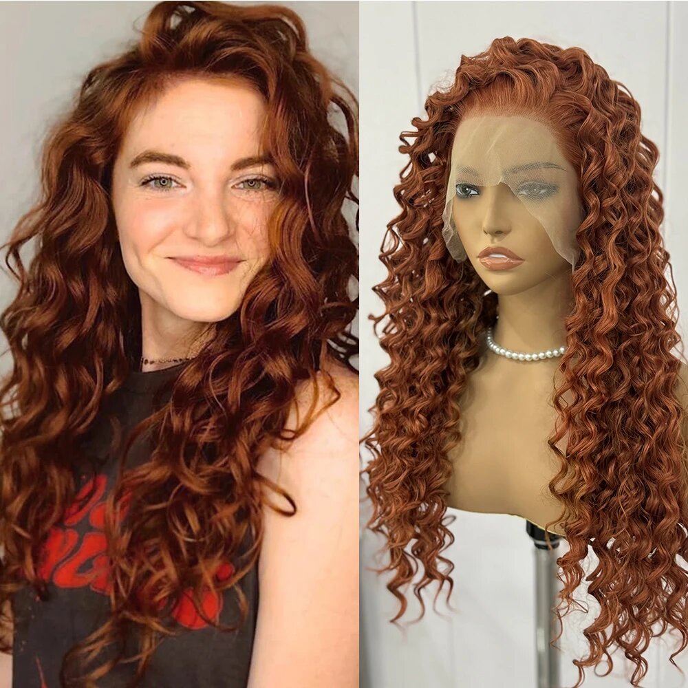 Синтетический парик Lu's Wigs рыжий, Ginger, Парики с сеткой впереди, 24 дюйма