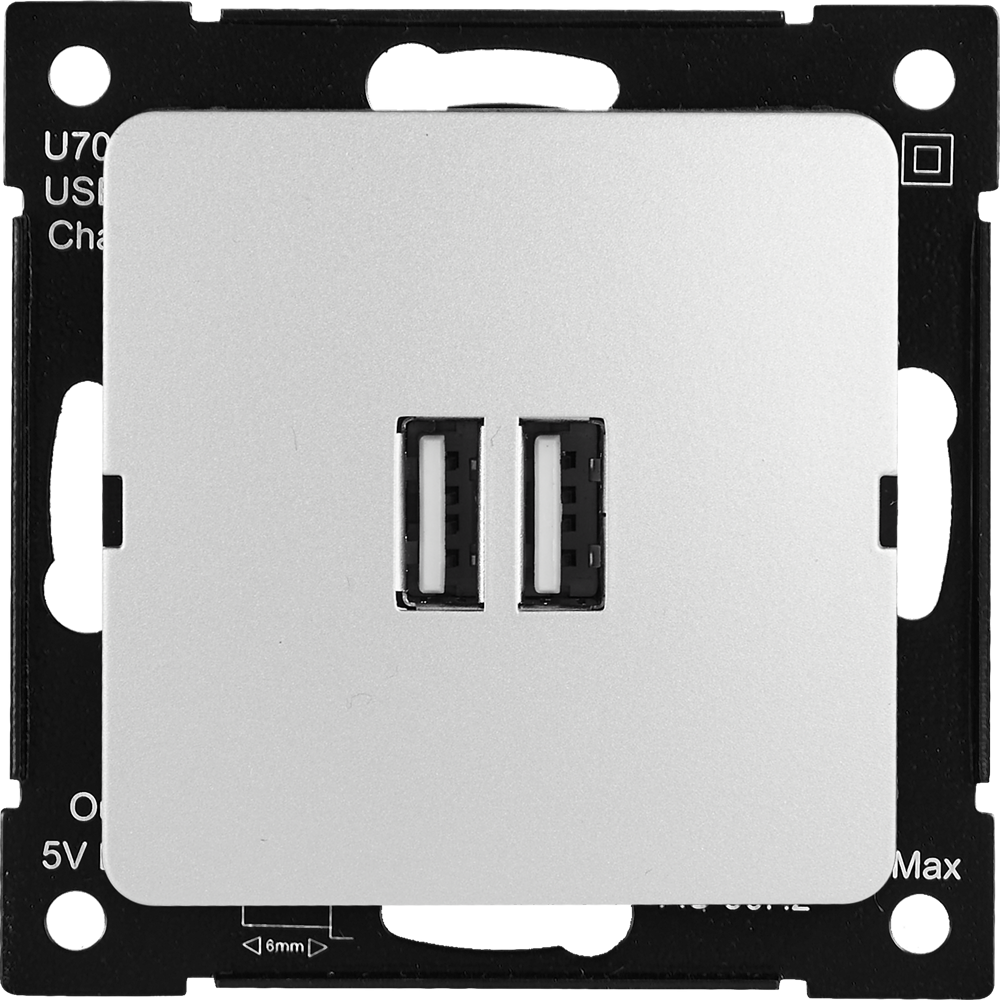 Розетка Hegel USB встраиваемая 3.4 А цвет серебро