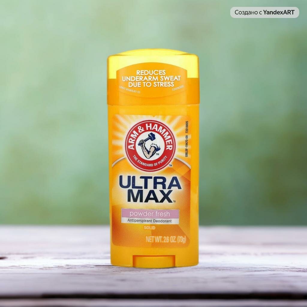 Arm & Hammer, UltraMax, твердый дезодорант-антиперспирант для женщин, свежий пудровый аромат, 73 г — фото 1