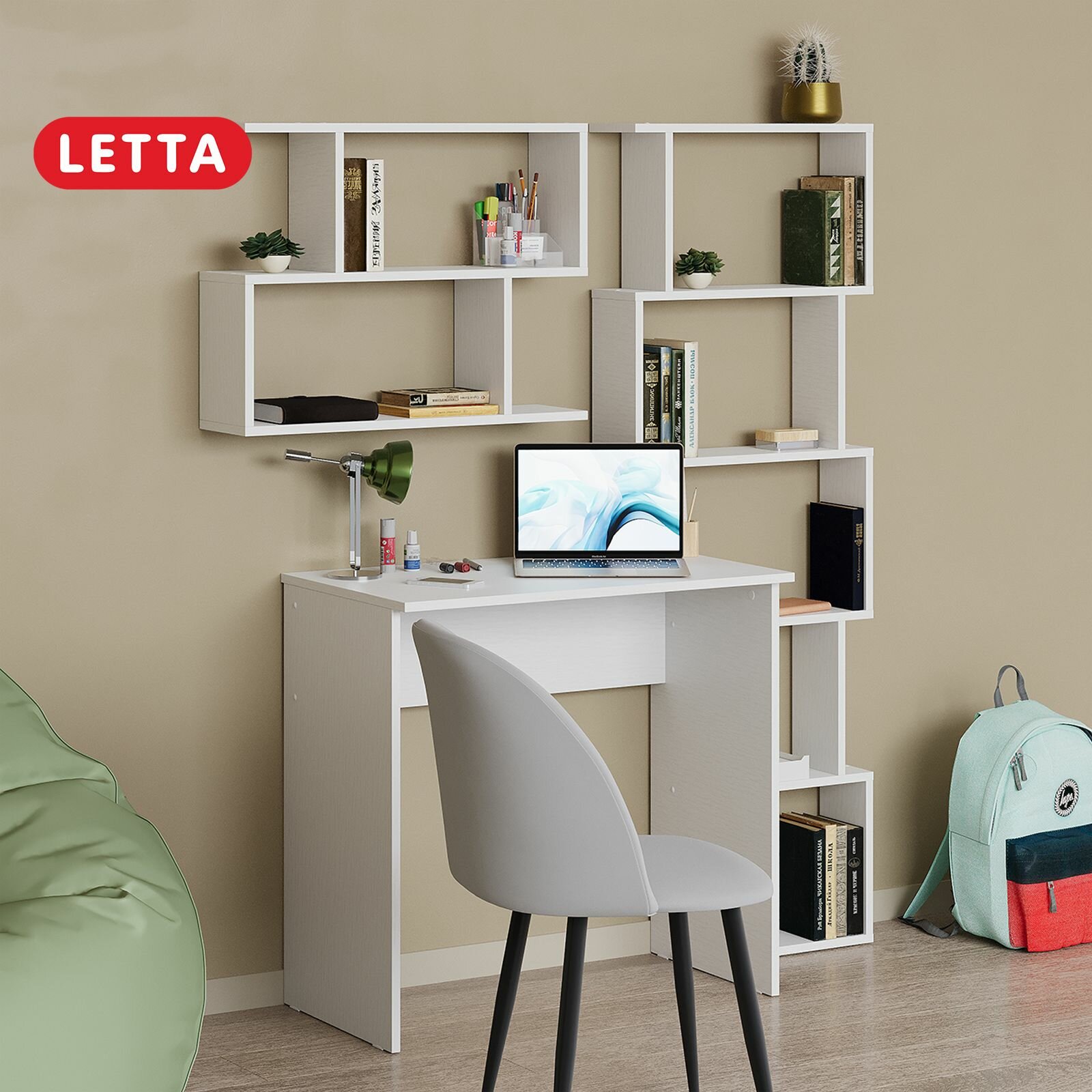 Стол письменный LETTA Zett Lite, с надстройкой, 154,1х116,4х45 см