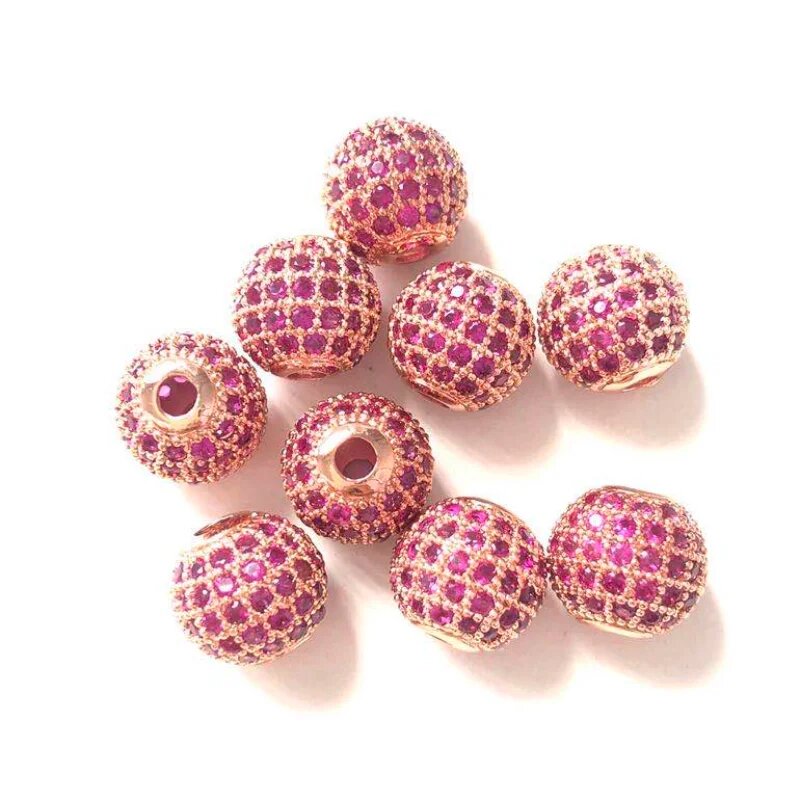 Бусины-разделители Rose Gold с цирконием, 10 мм, 10 шт