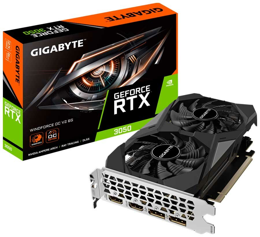 Видеокарта Gigabyte GeForce RTX 3050 OC 6Gb (GV-N3050WF2OCV2-6GD)