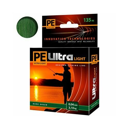 Шнур плетеный AQUA PE ULTRA Light Dark green 135м