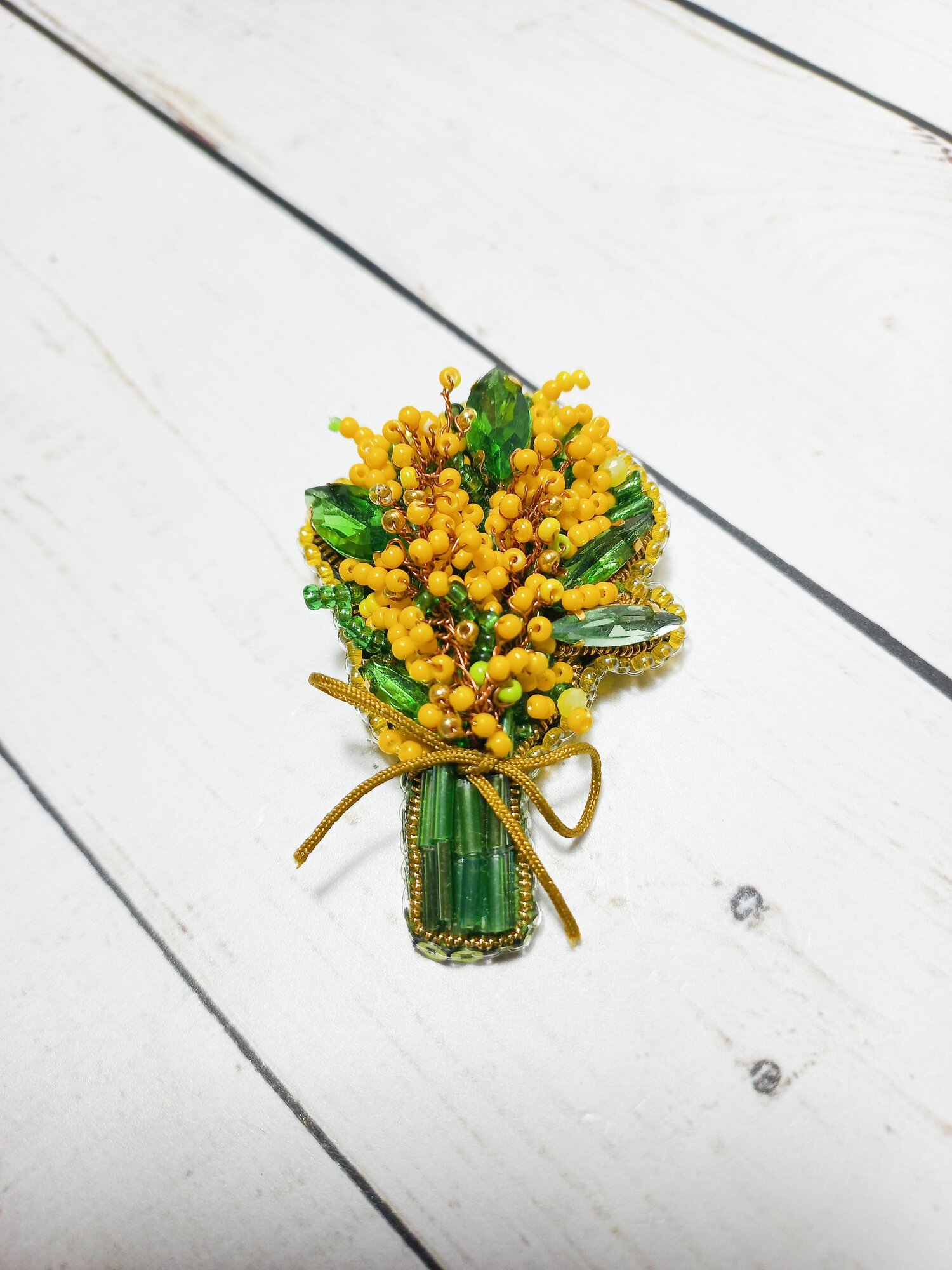 Брошь желтый зеленый