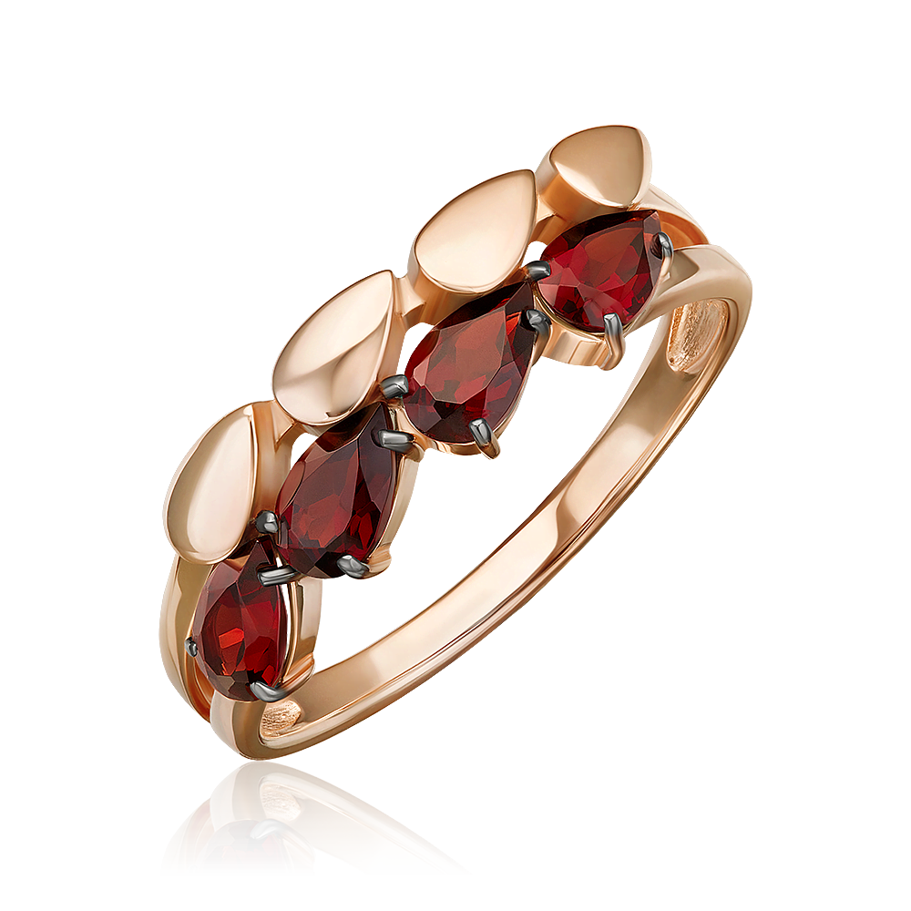 Кольцо PLATINA, красное золото, 585 проба, гранат, размер 17
