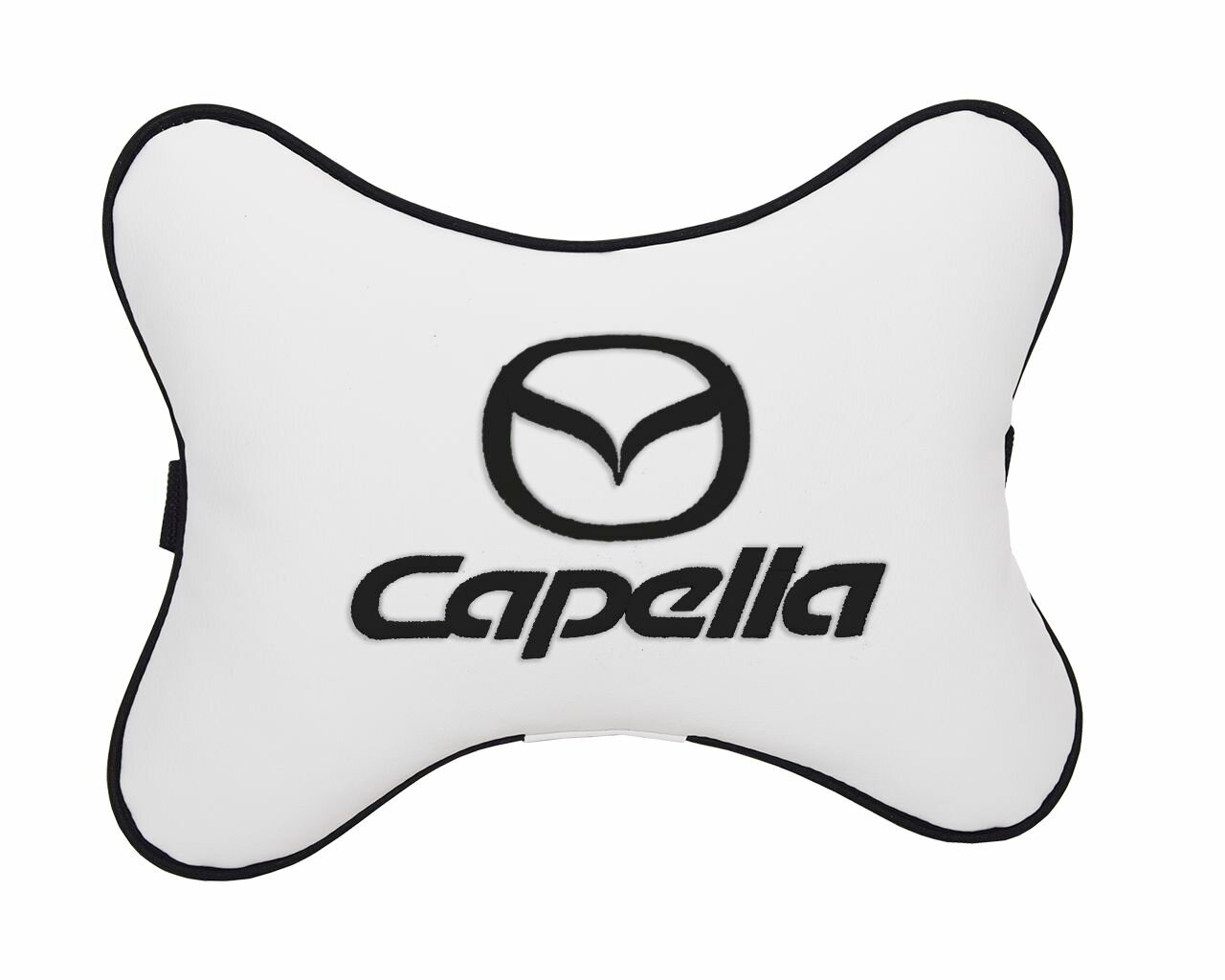 Подушка автомобильная на подголовник белая экокожа MAZDA Capella