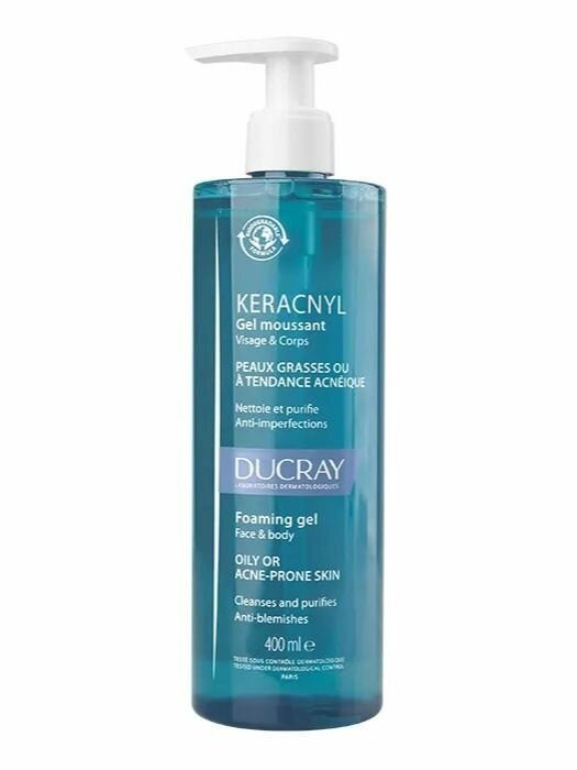 Дюкрэ Керакнил Ducray Keracnyl Гель очищающий для лица и тела 400 мл