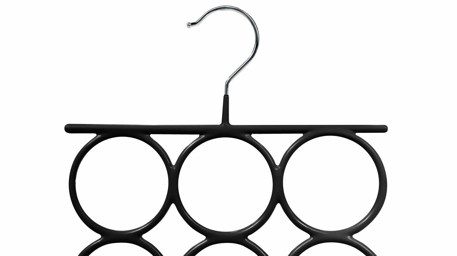 Вешалка для аксессуаров Askona Home (Аскона) Ring черный, пластик, металл, 12 колец, ширина 23 см — фото 1