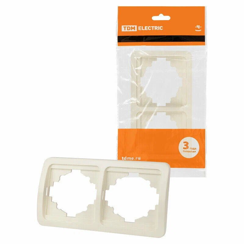 Рамка 2-ая горизонтальная слоновая кость "Валдай" TDM SQ1804-0117