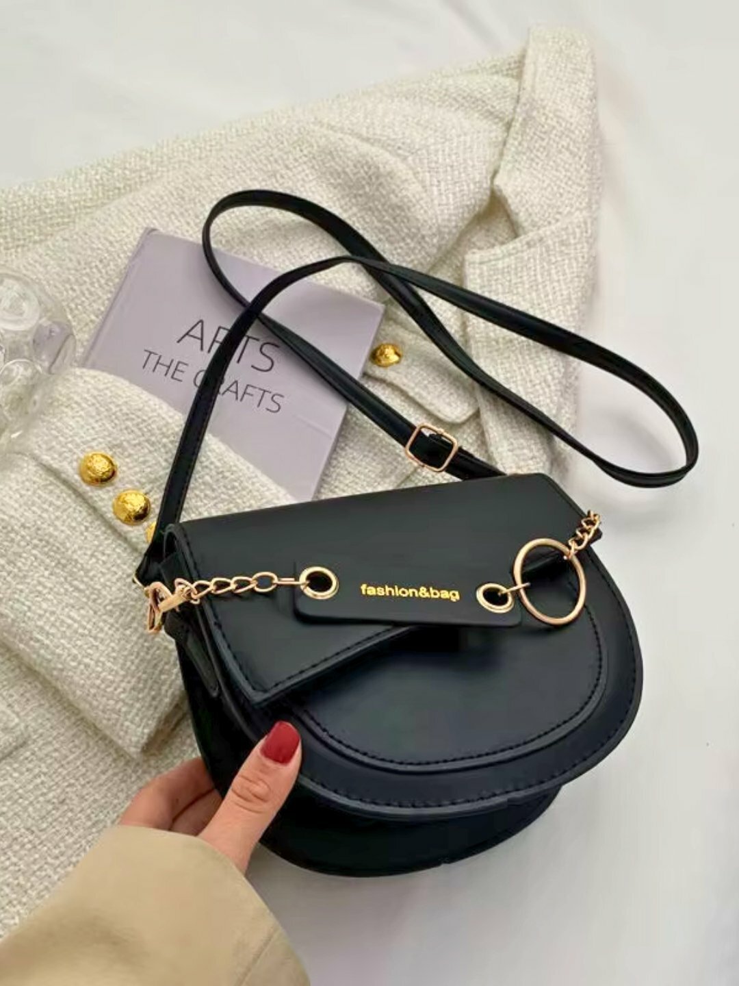 Сумка  Fashion&Bag Mini Chain, фактура гладкая, black