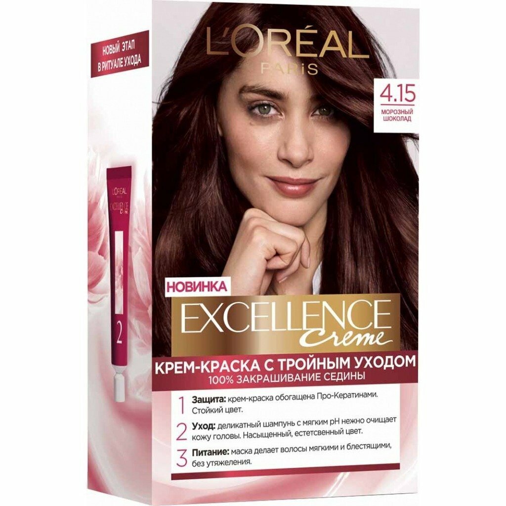 Крем-краска для волос L'Oreal Excellence Creme, тон 4.15 Морозный шоколад