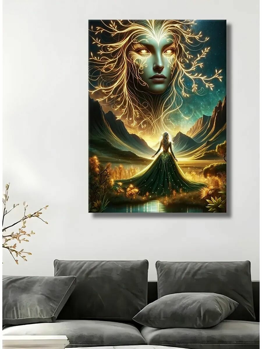 Картина "Дева в космосе", для интерьера 30х40см 1шт.