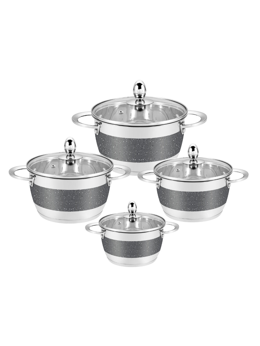 Haus Roland Premium набор кастрюль из нержавеющей стали, 8 предметов, индукция - Серый