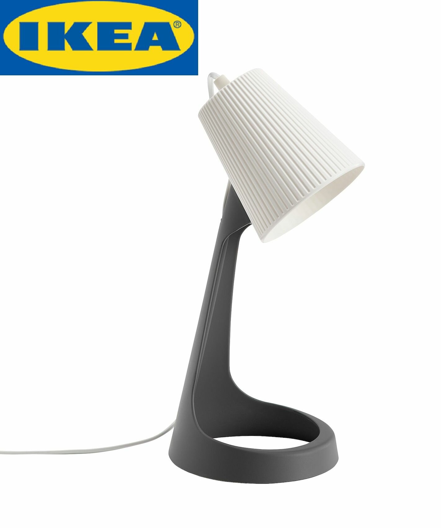 Светильник настольный IKEA SVALLET икеа сваллет, пластик, высота 35 см, тёмно-серый/белый