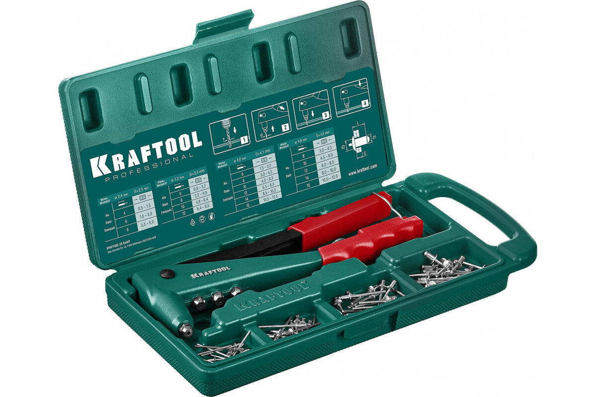 Заклепочник ручной KRAFTOOL X-3 в кейсе 260 мм