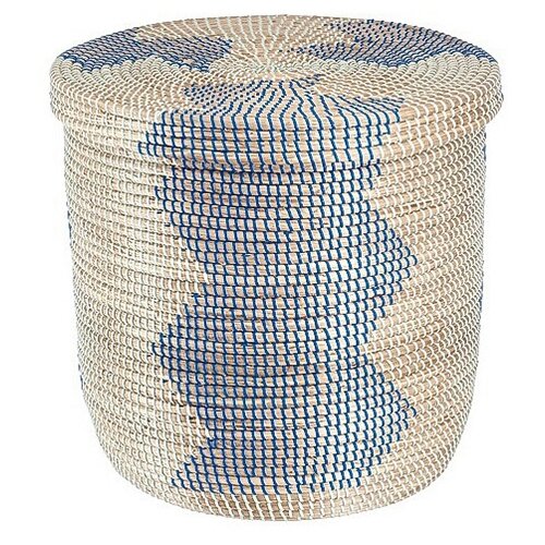 фото Natural house корзина для белья изумрудная волна 50х50х48 см синий/белый