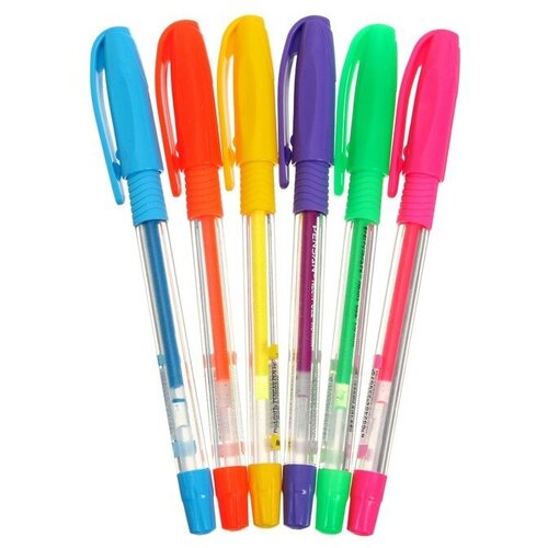 Ручка гелевая Pensan Neon Gel, чернила неоновые, узел 1.0 мм, линия письма 0.5 мм, резиновый держатель, микс(10 шт.)