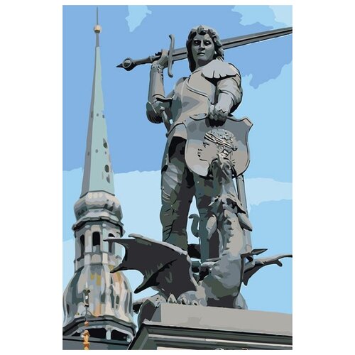 Картина по номерам Статуя в Риге, 40x60 см